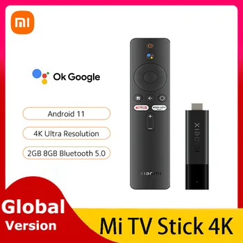 Глобалната версия на Xiaomi Mi TV Stick 4K Android 11 2 GB 8 GB преносими стрийминг мултимедия Многоезичен 360 Bluetooth дистанционно управление
