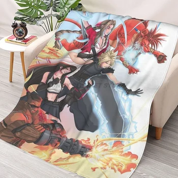 Илюстрация на Final Fantasy VII Римейк, одеяла, колаж, фланелевое ултра-меко топло одеяло за пикник, постилка за легло