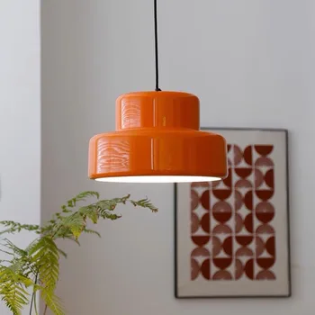 Оранжев метален окачен лампа за ресторант, японски реколта минималистичная полилей за кухня, кабинет, спалня, регулируеми по кабел на лампата E27
