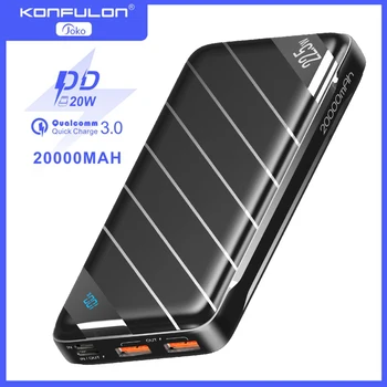 KONFULON Power Bank 20000 ма 22,5 W бързо зареждане led дисплей портативен външен помощен акумулатор Powerbank за iPhone 11 Xiaomi