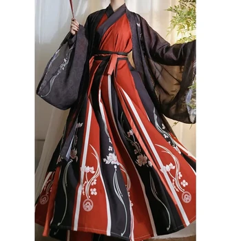 Китайските древни комплекти Hanfu, костюм за cosplay, жена, мъже, двойки, костюм за ориенталски танци, традиционен костюм с принтом фехтовач Hanfu, жена