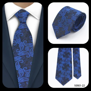 Тъмно синьо жаккардовый вратовръзка пейсли е с дължина 8 см, луксозен модерен тясна вратовръзка, елегантен моден аксесоар за съвременните специалисти