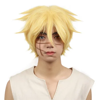 DAZCOS Jigokuraku Iliapo Choubei Кратък блондинистый перука за cosplay от аниме