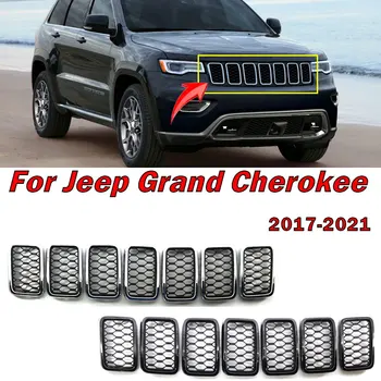 7 бр. Аксесоари за Автомобили За Jeep Grand Cherokee 2017-2021 Предната Решетка, Решетка Ярко-Черна Галванична Решетка Frame ABS Покритие