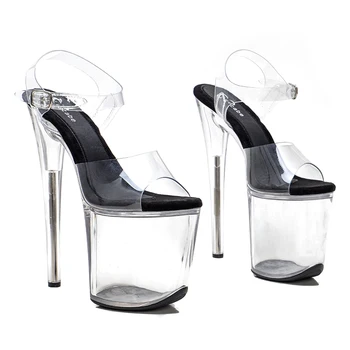 Дамски сандали на платформа с PVC покрив с 8 см/20 см, вечерни обувки на висок ток, обувки за танци на един стълб