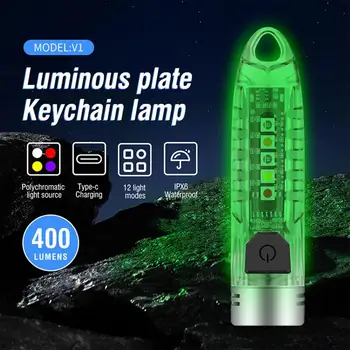Преносим ключодържател-фенерче, Водоустойчив многофункционален Type-c, акумулаторна батерия led мини-работна лампа със силен осветление