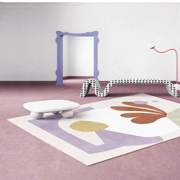 Purple Line Art килим Всекидневна с масичка за кафе Килим Кабинет Офис килими Спалня, Скрин Мебели Украса на килими за баня