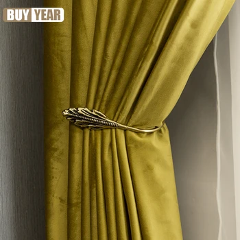Скандинавско-американски минималистичные златни кадифе затъмнени пердета за спалня, луксозна луксозни и модерни светлинни завеси