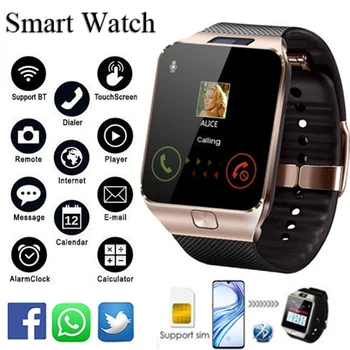 Смарт часовници Dz09, подкрепа Tf карта, Сим-камера, мъжки и дамски спортни часовници с Bluetooth за Samsung, Huawei, Xiaomi Android Phone