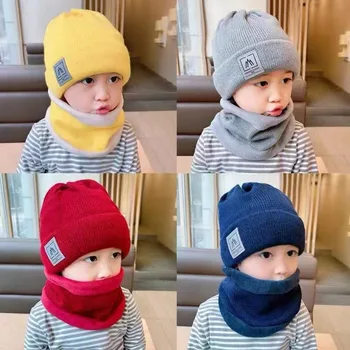3-9 Years Kids Шапка Зимна Шапка Baby Ear Protector Windproof Cap for Girl Boy Hat Scarf Set Warm Gorras шапка зимна детска