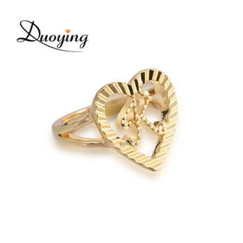 Duoying Пръстени с потребителски име, златна индивидуално пръстен в стил хип-хоп, дамско модно пръстен с главни букви в стил пънк, подаръци във формата на сърце за Коледа