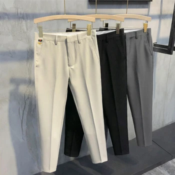 2023 Пролетно-летни Мъжки Приталенные Официални Мъжки Панталони са Приталенные Директни Костюмные Панталони За Краката Корейската Версия Тенденцията на Мъжките панталони H224