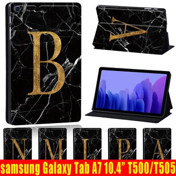 Калъф за Samsung Galaxy Tab A7 10,4 Инча 2020 T500/T505 С Начални Букви от Изкуствена Кожа, Защитна Стойка за Таблет, Калъф-Книжка + Стилус