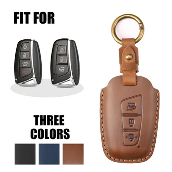 Ръчно изработени, калъф за ключове от кола от естествена кожа, чанта за Hyundai Grand Santa Fe IX45 EQUUS, GENESIS AZERA 2013 2014 2015 2016
