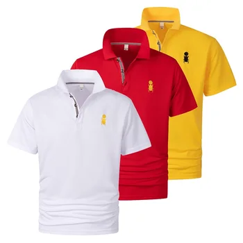 Поло риза с къси ръкави, бродирани логото на марката, мъжки висококачествен памучен тениска, лятна луксозна мода Пол, номер на модела 8537