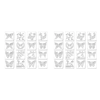 32шт за Многократна употреба на Листа с Пеперуди Модел на Пеперуда Художествена Живопис Шаблони за Рисуване на Стени САМ Декор (6 x 6 инча)