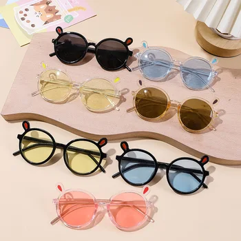 Нови сладки детски слънчеви очила с заячьими уши, мультяшные слънчеви очила с заячьими уши, модни слънчеви очила с заячьими уши, сладки детски слънчеви очила
