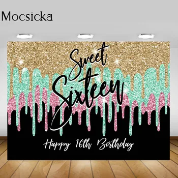 Mocsicka Sweet Sixteen Снимки Декори От 16-ия Рожден Ден на Момиче Снимка на Заден План Украса Фотосесия Подпори за фото студио