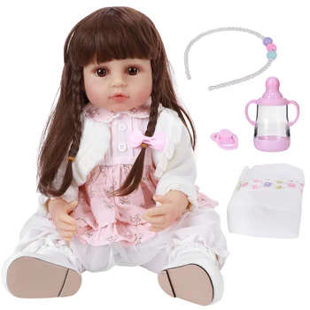 55 см Силиконова кукла за цялото тяло, имитирующая кукла за момичета с дълги коси, детска играчка, подарък за рожден ден за деца
