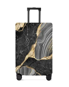 Калъф за багаж с черна мраморна текстура, еластичен калъф за багаж, чанта за куфара 18-32 инча, прахоустойчив, калъф, аксесоари за пътуване