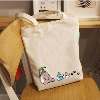 Чанта-тоторо Ghibli, забавно сладко японски кавайная дамски модни холщовая чанта, чанти за пазаруване, чанта за пътуване