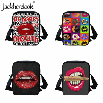 Jackherelook Модерна чанта-месинджър с графити под формата на устните за момичета, малка чанта през рамо, ежедневни чанти през рамо, детски училищни чанти