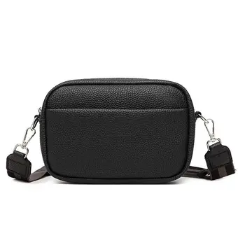 Модерна дамска чанта 2023, нова висококачествена чанта през рамо от изкуствена кожа, однотонная малка квадратна чанта с широк пагон, чанти
