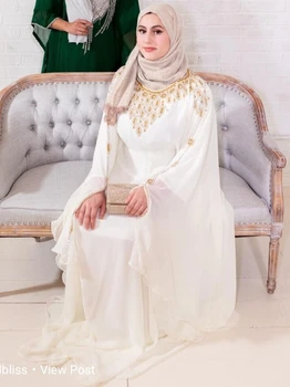 Нов ислямски модерен, елегантен дубай марокански кафтан, арабски вечерни рокли 56 инча