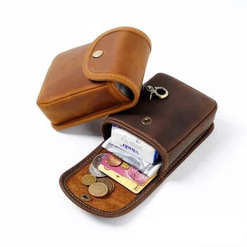 Малка поясная чанта от естествена кожа, ретро мини чантата за мъже и жени, калъф за карта, в чантата си за дреболии, Органайзер за ключове, икономка, портсигар