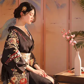 2023 Традиционно кимоно в японски стил, ежедневното, самурайское, женско, гейша, хаори, юката, широки дрехи, винтажное кимоно, халат a305
