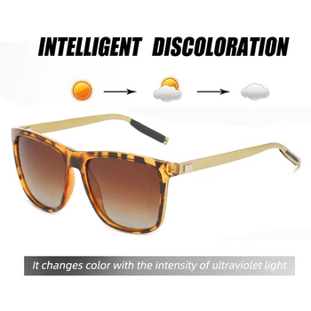 НЕ Фотохромичните класически квадратни мъжки слънчеви очила, поляризирани очила за жени, очила за шофиране Хамелеон UV400