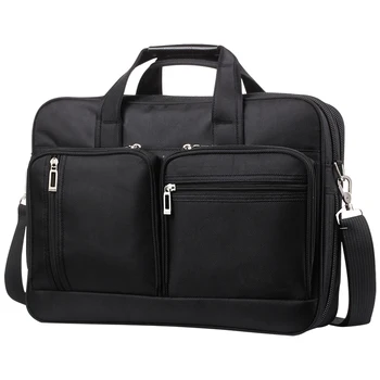 Куфарче за лаптоп 14-13 плечевая богат на функции мъжки водоустойчив бизнес чанта Оксфорд 15,6 инча, чанта-месинджър, черна 17 джобове