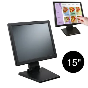 15-инчов монитор със сензорен екран 1024 x 768, led монитор за настолен компютър, USB/VGA/HDMI, преносим сензорен екран за поръчка на храна
