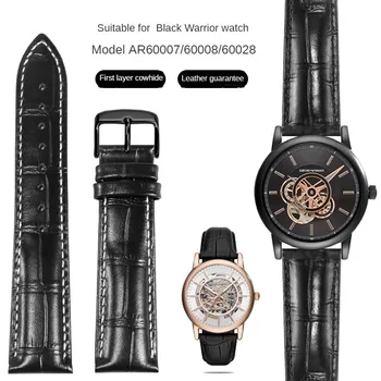 Каишка за часовник от естествена кожа, Подходящи за мъже от серията Black Samurai AR60007 60008 60012 С Директен Интерфейс, каишка за часовник от телешка кожа 20/22 мм
