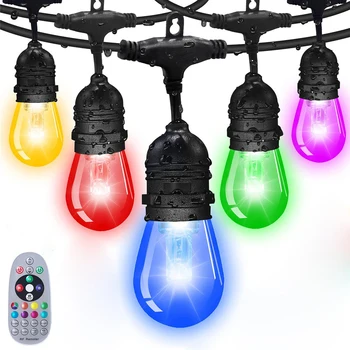 Plug-in улични струнни инструменти осветителни тела, 5 М, 10 М RGB многоцветни водоустойчиви търговски струнни тела с регулируема яркост с електрически крушки S14 Edison