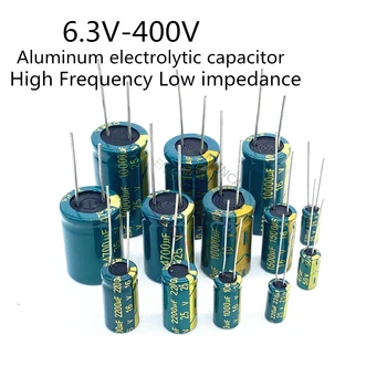 Висока честота на електролитни кондензатори с 6.3 10 16 25 35 50 400 450 В 22 icf 100 UF 220 ICF 330 470 UF UF 680 ICF 1000 1500 UF UF 2200 ICF