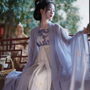 Китайски стил, бродерия Ханьфу на династията Тан, годишен женски принт, древен стил, cosplay, костюм Ханьфу, страхотна шифоновое рокля Ханьфу