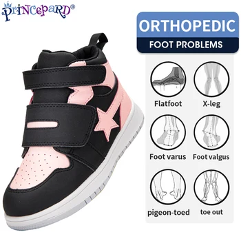 Детски обувки, детски ортопедични обувки за ходене на една ръка разстояние, висока поддръжка на глезена, маратонки с неплъзгащи подметки за момичета и момчета