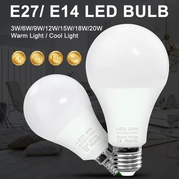 Лампа E27 LED Прожектор 240 Лампада 6 W 9 W И 12 W 15 W 18 W 20 W Focos Light Лампи E14 Домашно Осветление, LED Spot Лампа 240 Smart Bombilla