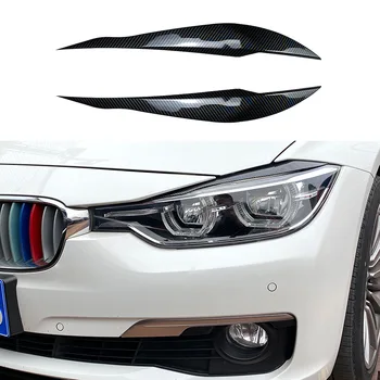 2 бр. Гланц Черни Вежди За BMW 3 Series F30 Седан F31 Вагон 2011-2018 Автомобилни Фарове Клепачите Шапки и Аксесоари От ABS-Пластмаса