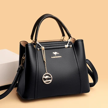 Дамски чанти от мека кожа, луксозни дизайнерски 3 слоя, чанти през рамо дамски чанти голям капацитет за пазаруване, брандираната чанта-месинджър