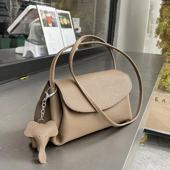 New2023 проста модни подвесная чанта на рамото с малък слон, висок клас кожена диагонално женствена чанта за отдих