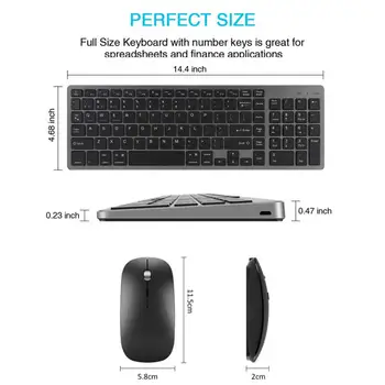 Безжична двухрежимная клавиатура Bluetooth, акумулаторна без звук за лаптоп, настолен компютър, общо официалния PC, iPad
