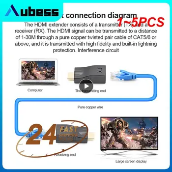 1-5 бр. HDMI-съвместим Удължител с 4k порта RJ-45 LAN Мрежа, HDMI-съвместимо разширение до 30 м CAT5e / 6 hotUTP Ethernet LAN