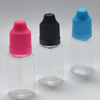 200шт 10 мл масивна квадратна бутилка от Празни пластмасови бутилки-капкомер със защита от деца капачка за течна прозрачен PET-игла