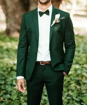 Мъжки смокинг, приталенные сватбени костюми за мъже, с изрези на лацканах, Terno Maculino, от две части на една пуговице (яке + панталон Conjuntos De Blazer