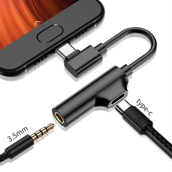 Тип C USB Конектор 3,5 мм Аудио Адаптер 2 В 1 Слушалки, Aux Кабел за слушалки Type-C Калъф за Мобилен телефон Huawei, Xiaomi Realme