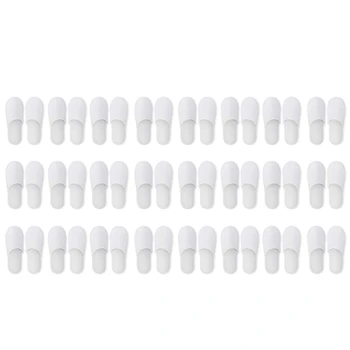 Чехли за еднократна употреба, 24 Двойки за Еднократна употреба Тапочек със затворени пръсти, с Подходящ размер за мъже и Жени за хотела, използвани Гостите на спа центъра (Бели)