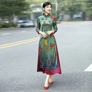 2018 годишният азиатски облекло aodai Виетнам, чонсам, по-женственное рокля за жените, китайското традиционната рокля Q299