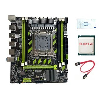 Детска дънна платка X79G LGA2011 + процесора E5 2670 V2 + термопаста + Кабел SATA 4XDDR3 Слот за оперативна памет M. 2 NVME PCIE X16 USB2.0 SATA3.0